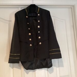 Jin Ping Women Military Design  Button Jacket, Size Large,Color Black,Gold NWT